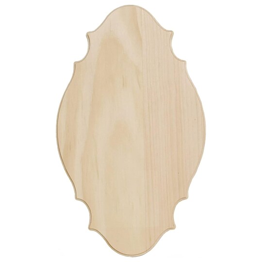 Foggy Bottom Woodworks LLC; Unfinished Pine French Provincial Style Plaque, Large, 5-Pack for Painting and Crafts; Category:Wood & Hardboard Panels; Image:1